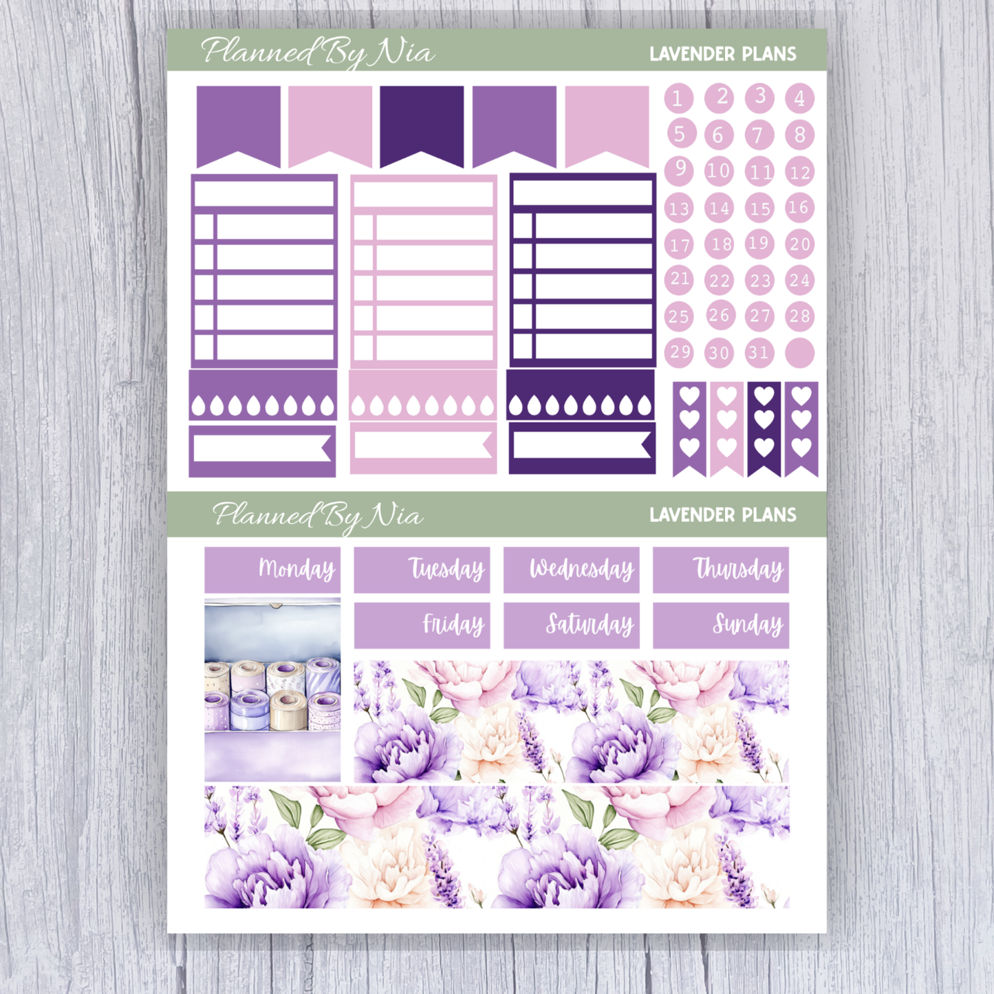 Lavender Plans Full Weekly Sticker Kit