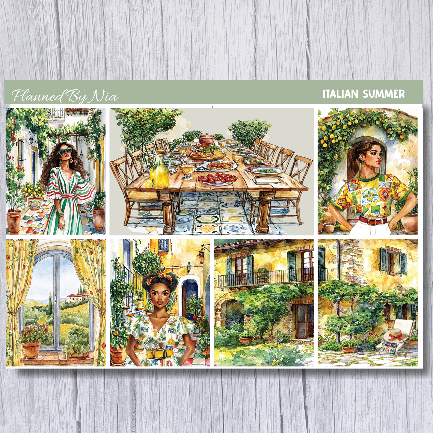 Italian Summer Scene Sticker Sheet