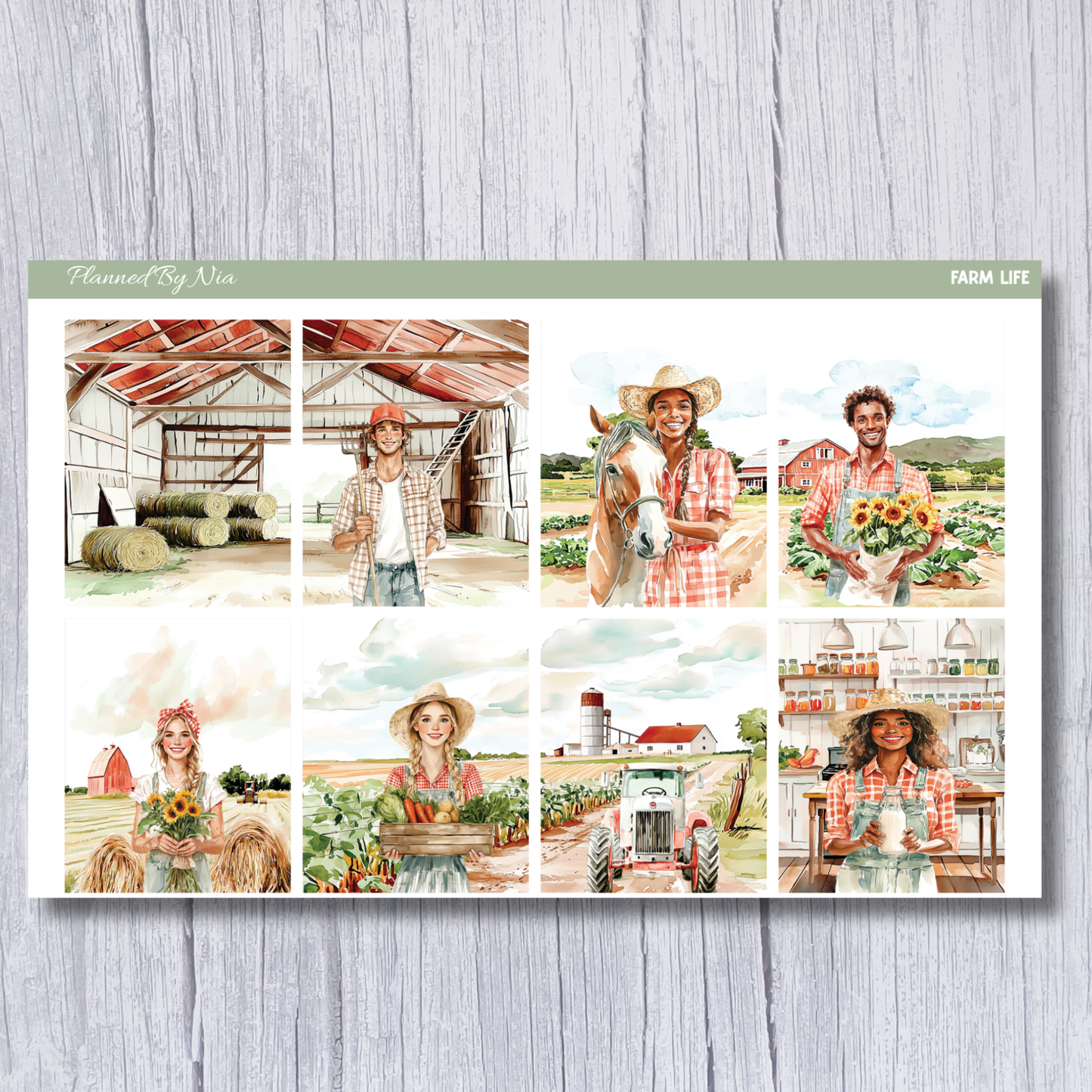 Farm Life Scene Sticker Sheet