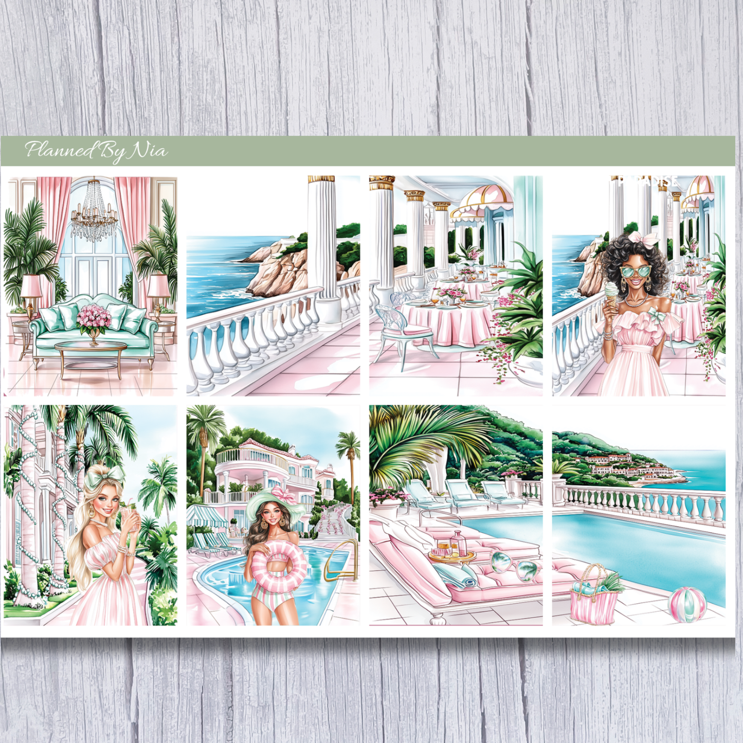 Palm Paradise Scene Sticker Sheet