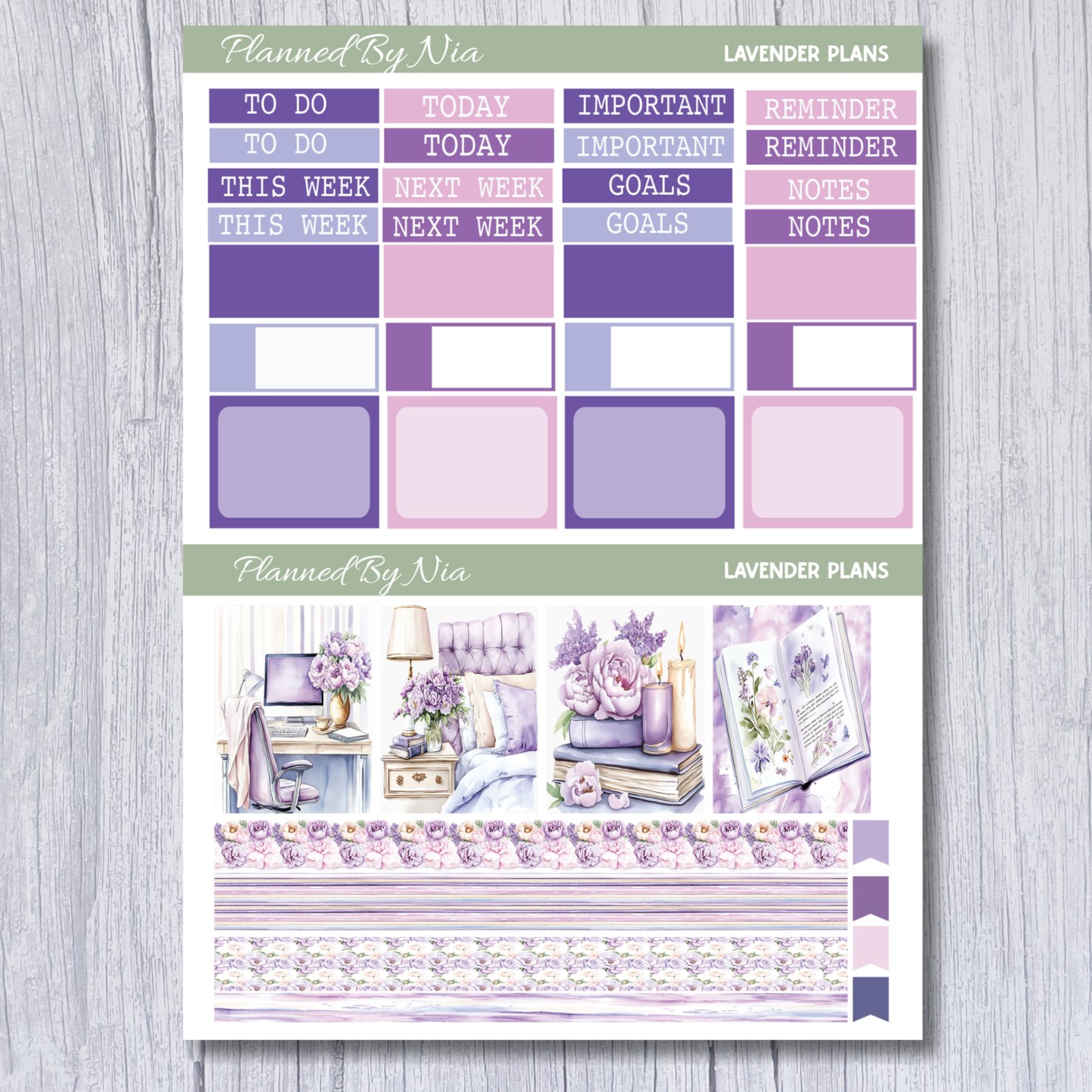 Lavender Plans Full Weekly Sticker Kit