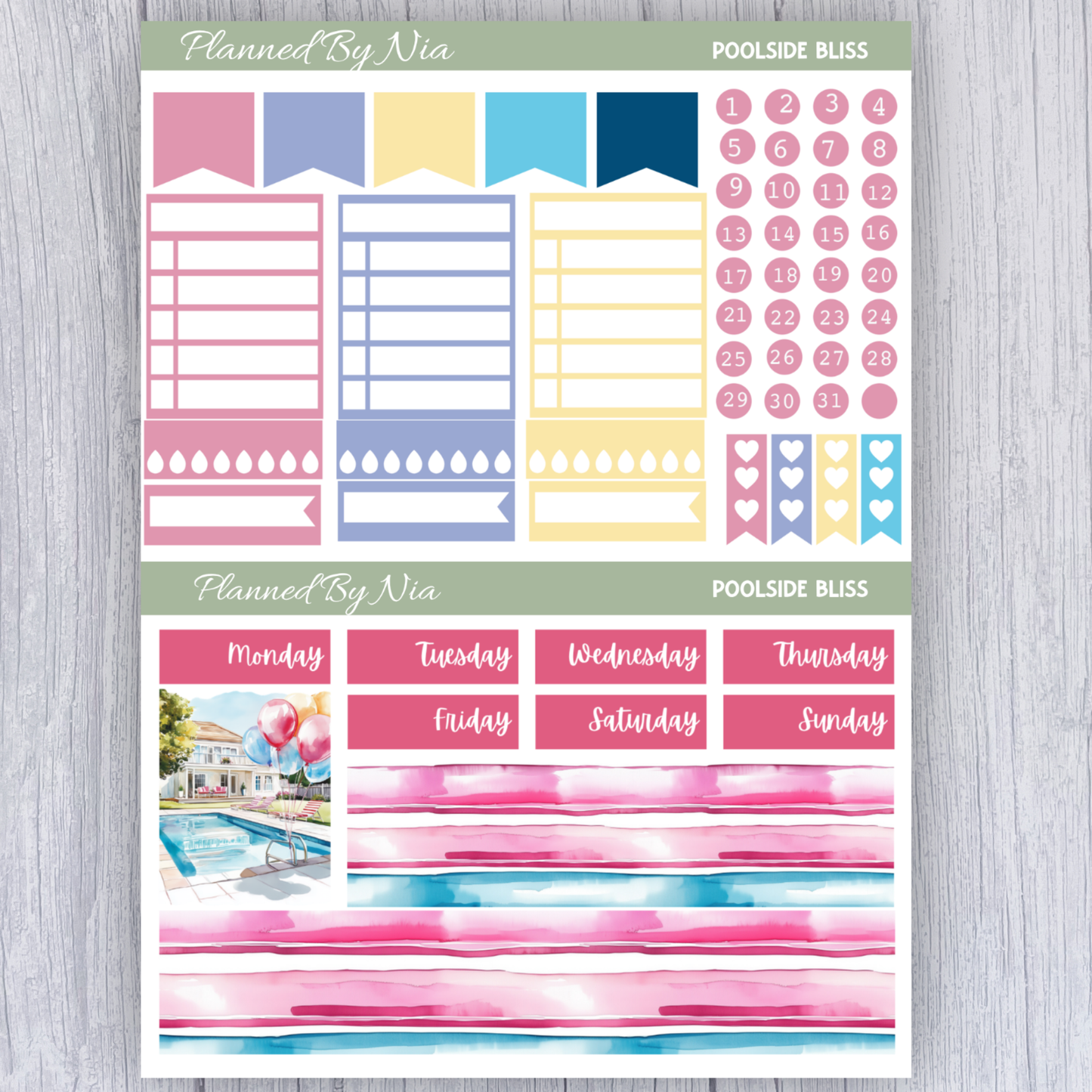 Poolside Bliss Mini Weekly Sticker Kit