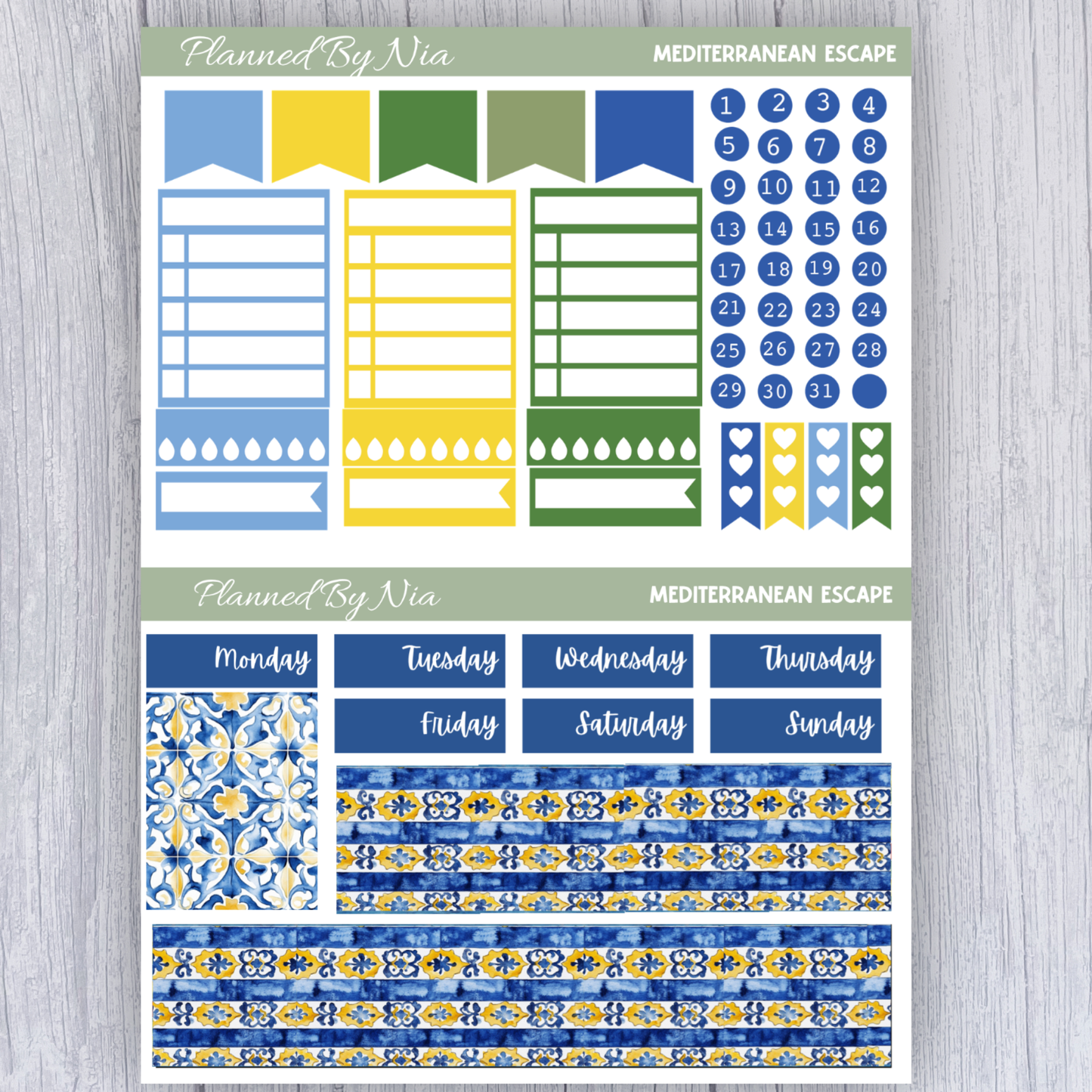 Mediterranean Escape Weekly Vertical Sticker Kit