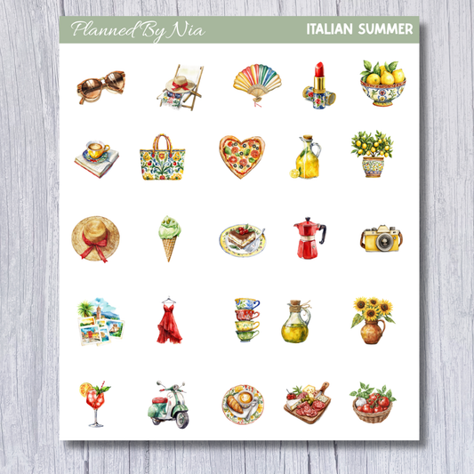 Italian Summer Icons Sticker Sheet