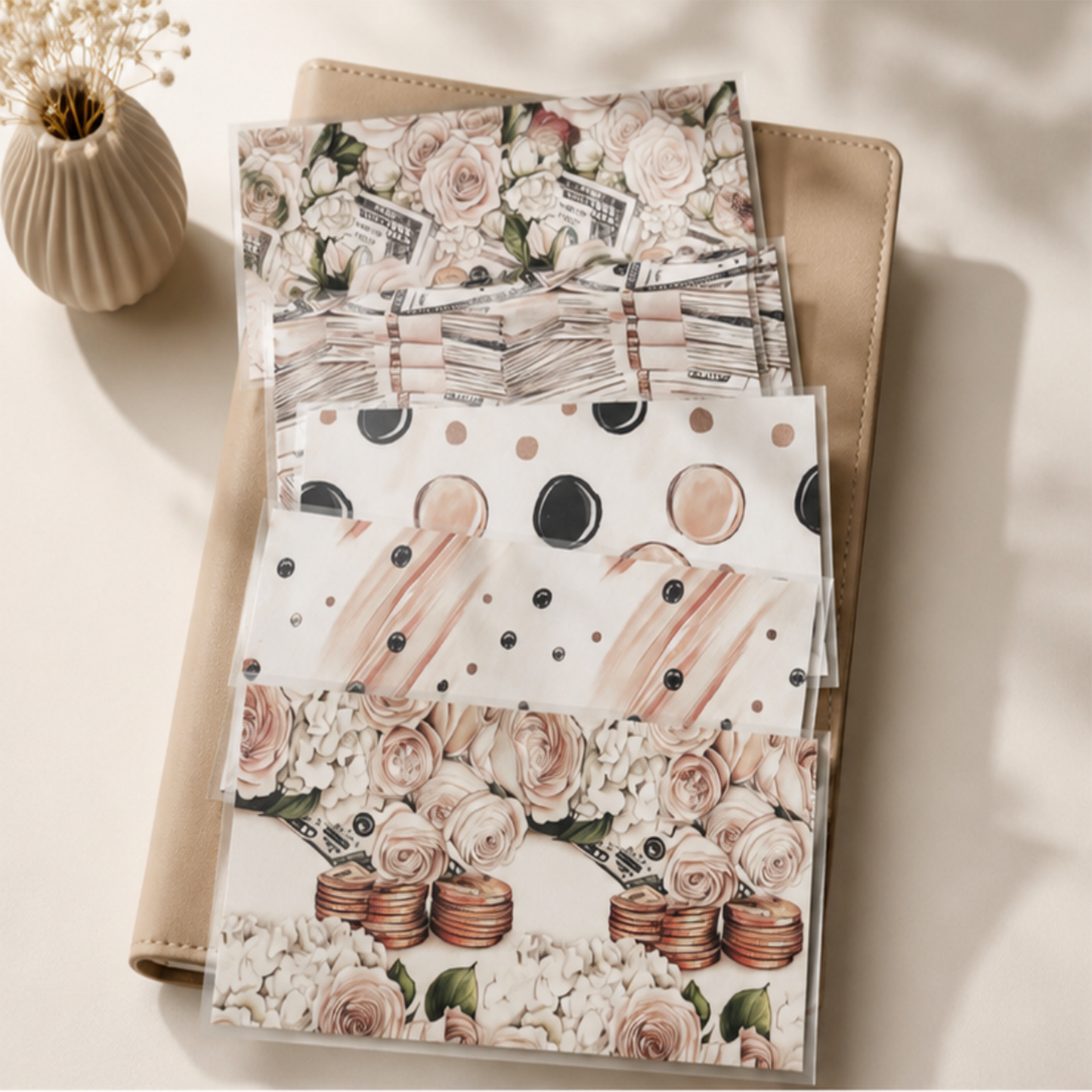 Blush Floral Laminated Cash Envelopes