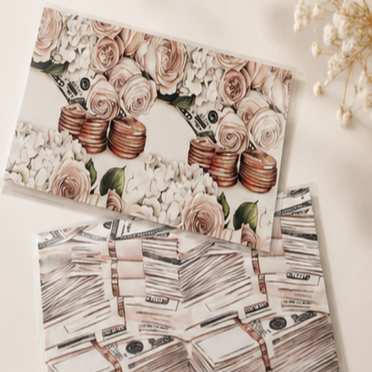 Blush Floral Laminated Cash Envelopes