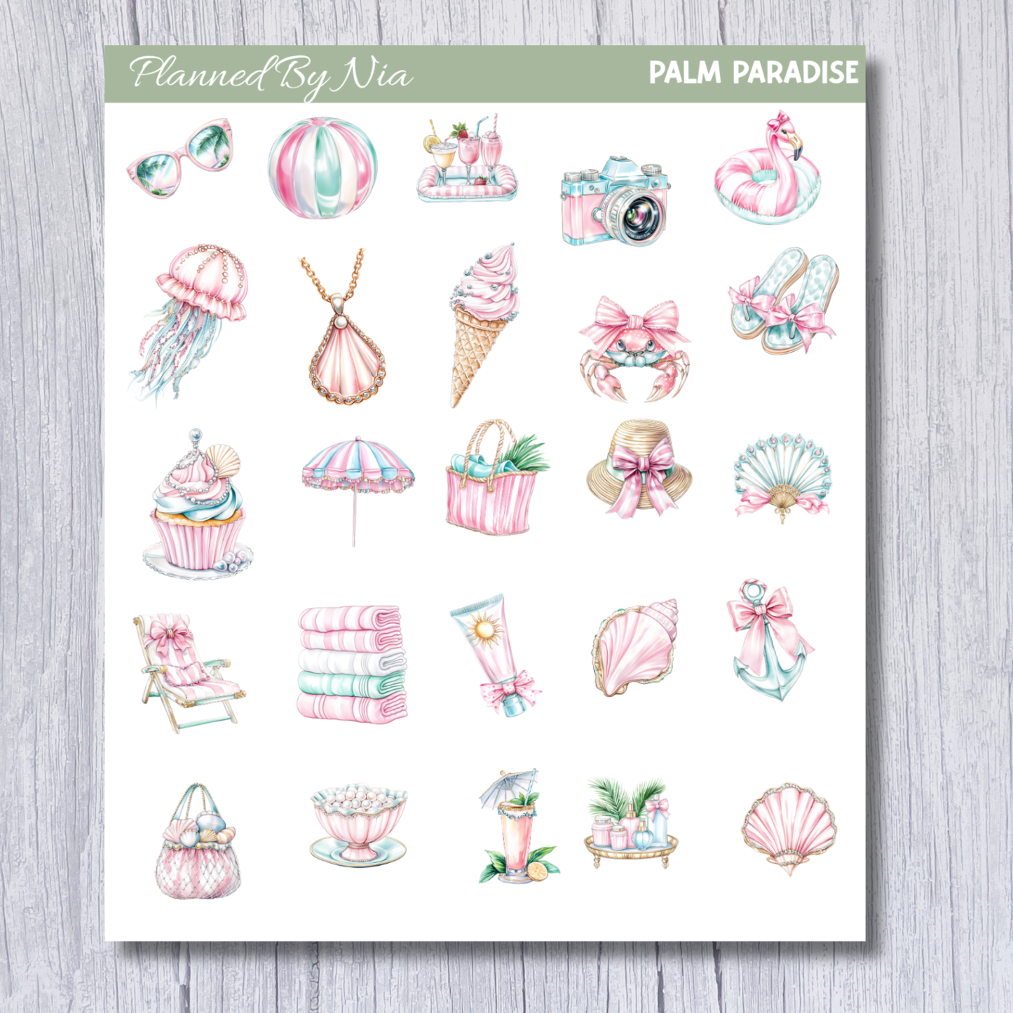 Palm Paradise Icon Sticker Sheet