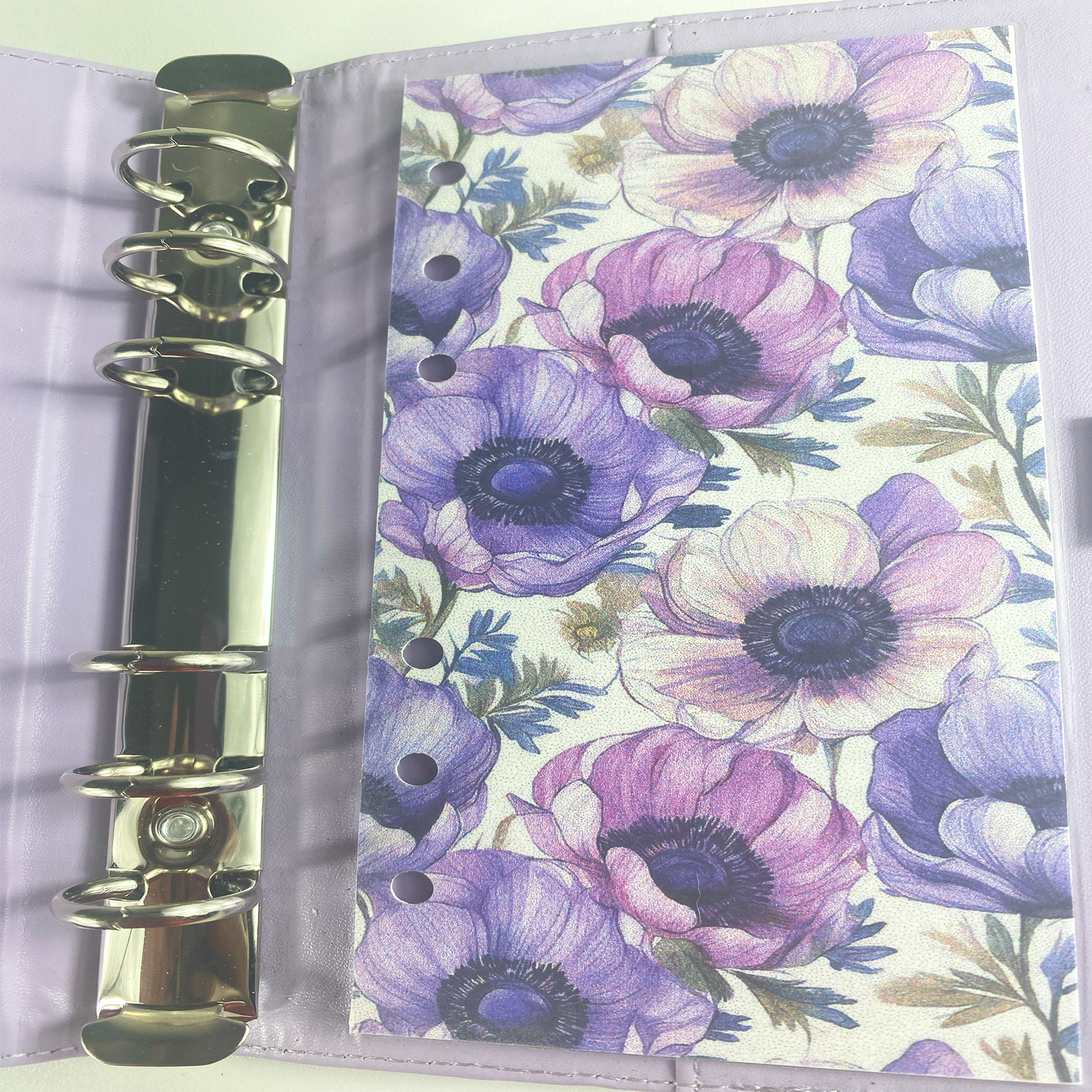 Purple Floral A6 Cash Binder Dashboard