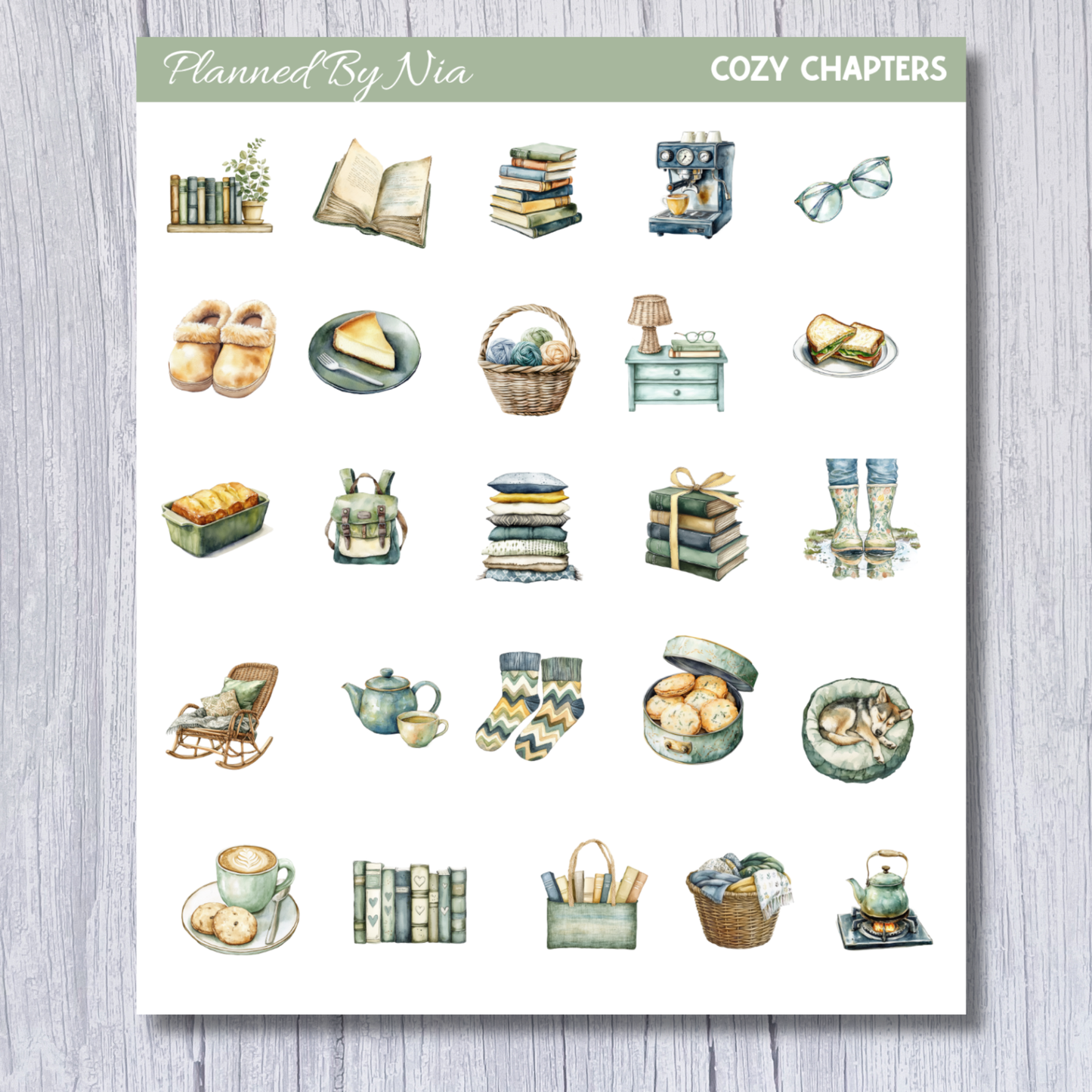 Cozy Chapters Icon Sticker Sheet