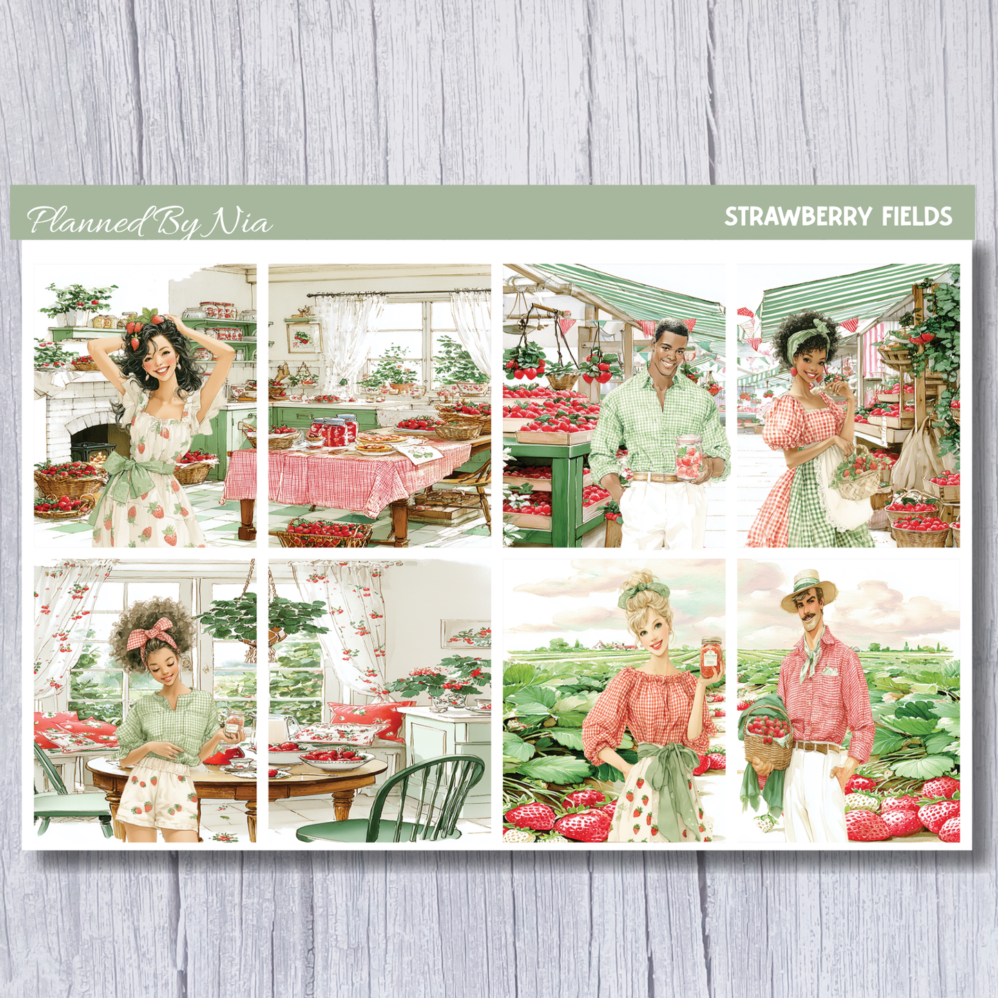 Strawberry Fields Scene Sticker Sheet