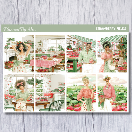 Strawberry Fields Scene Sticker Sheet